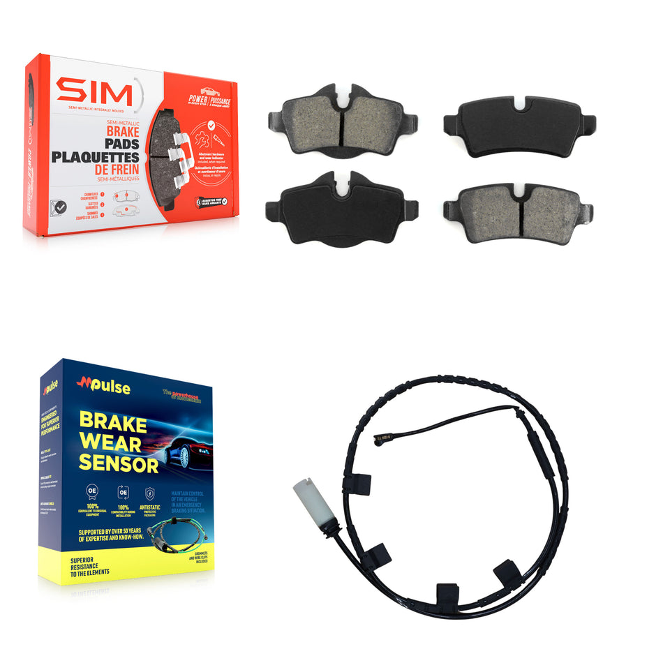Rear Semi-Metallic Disc Brake Pads And Wear Sensors Kit For Mini Cooper KSW-100704