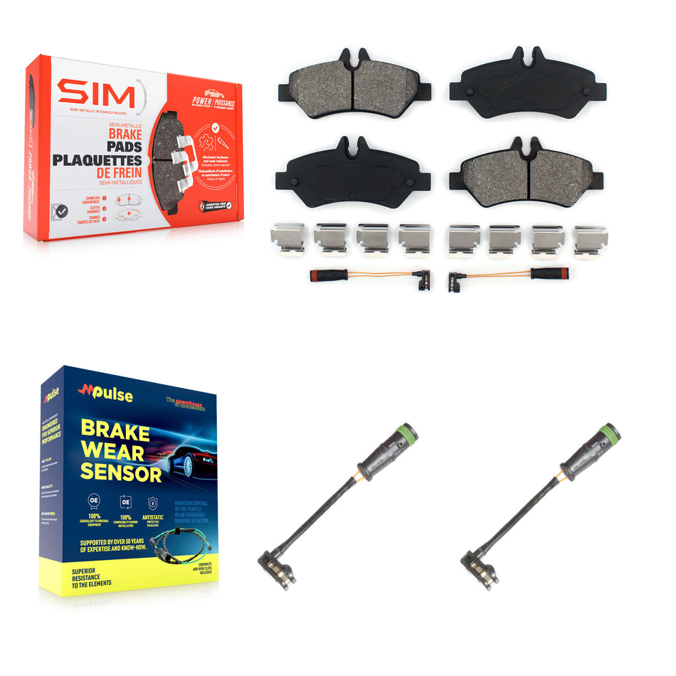 Rear Semi-Metallic Brake Pads & Extra Wear Sensor Kit For Freightliner Sprinter 2500 3500 KSW-100706
