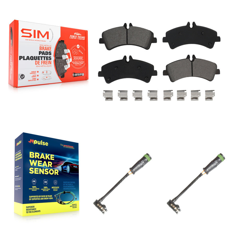 Rear Semi-Metallic Disc Brake Pads And Wear Sensors Kit For Freightliner Sprinter 3500 KSW-100707
