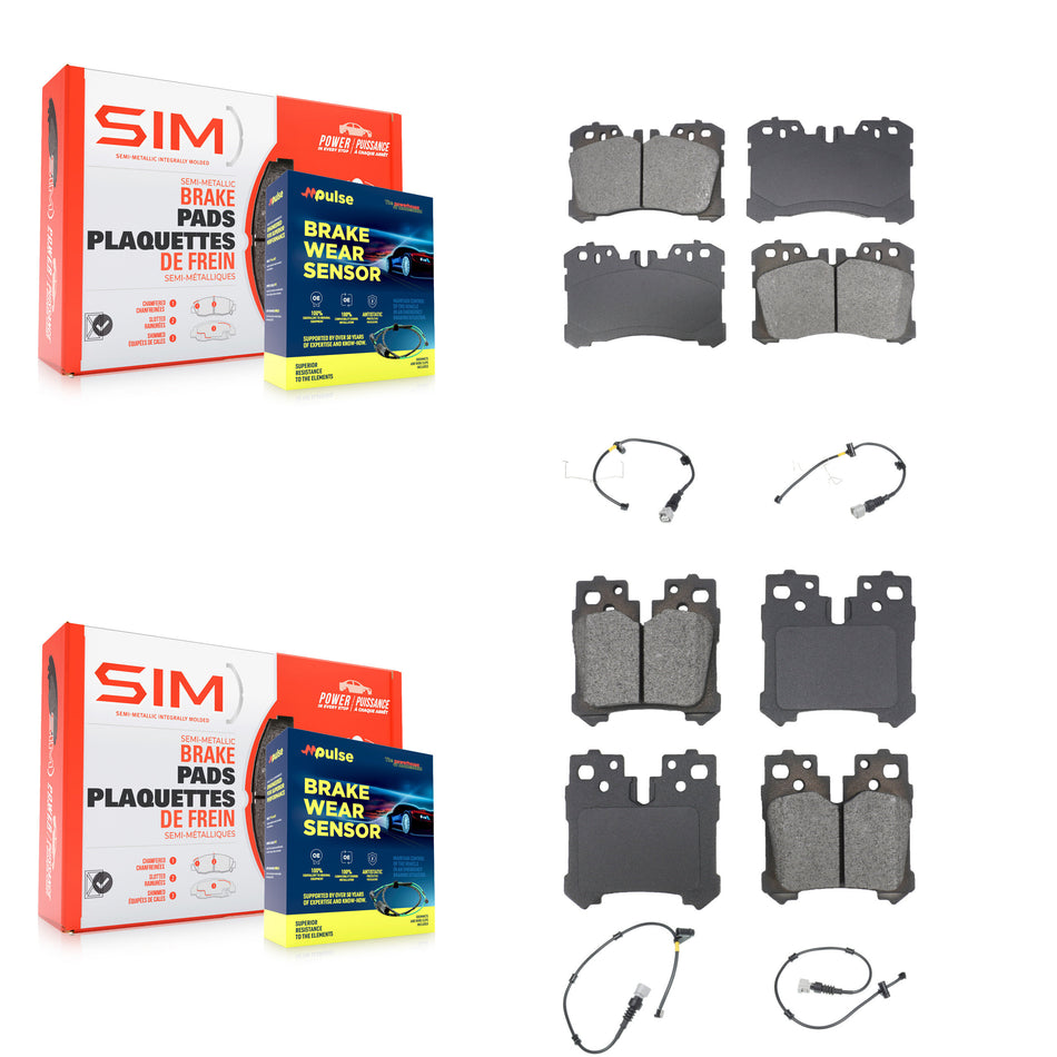 Front Rear Semi-Metallic Disc Brake Pads And Wear Sensors Kit (6Pc) For Lexus LS460 KSW-100709