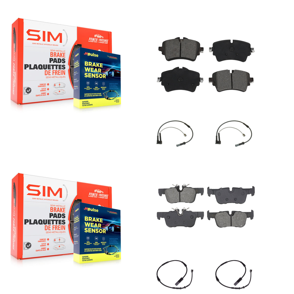 Front Rear Semi-Metallic Disc Brake Pads And Wear Sensors Kit For Mini Cooper Clubman KSW-100718