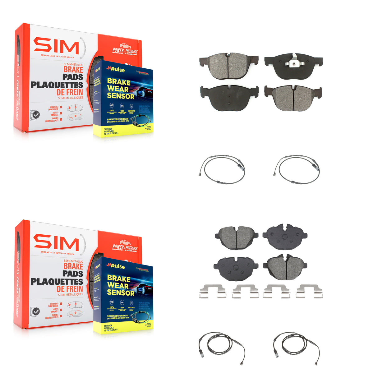 Front Rear Semi-Metallic Disc Brake Pads And Wear Sensors Kit For 2016-2018 BMW X4 M40i KSW-100720