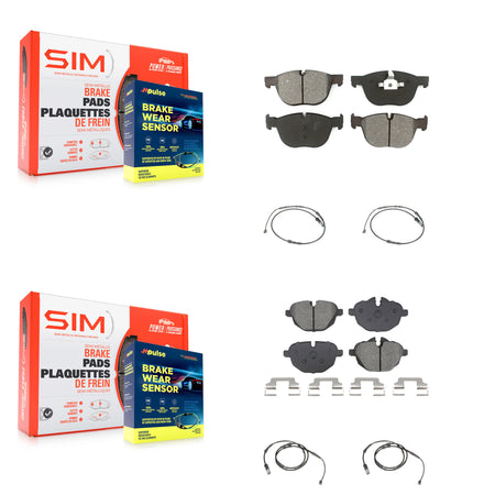 Front Rear Semi-Metallic Disc Brake Pads And Wear Sensors Kit For 2016-2018 BMW X4 M40i KSW-100720