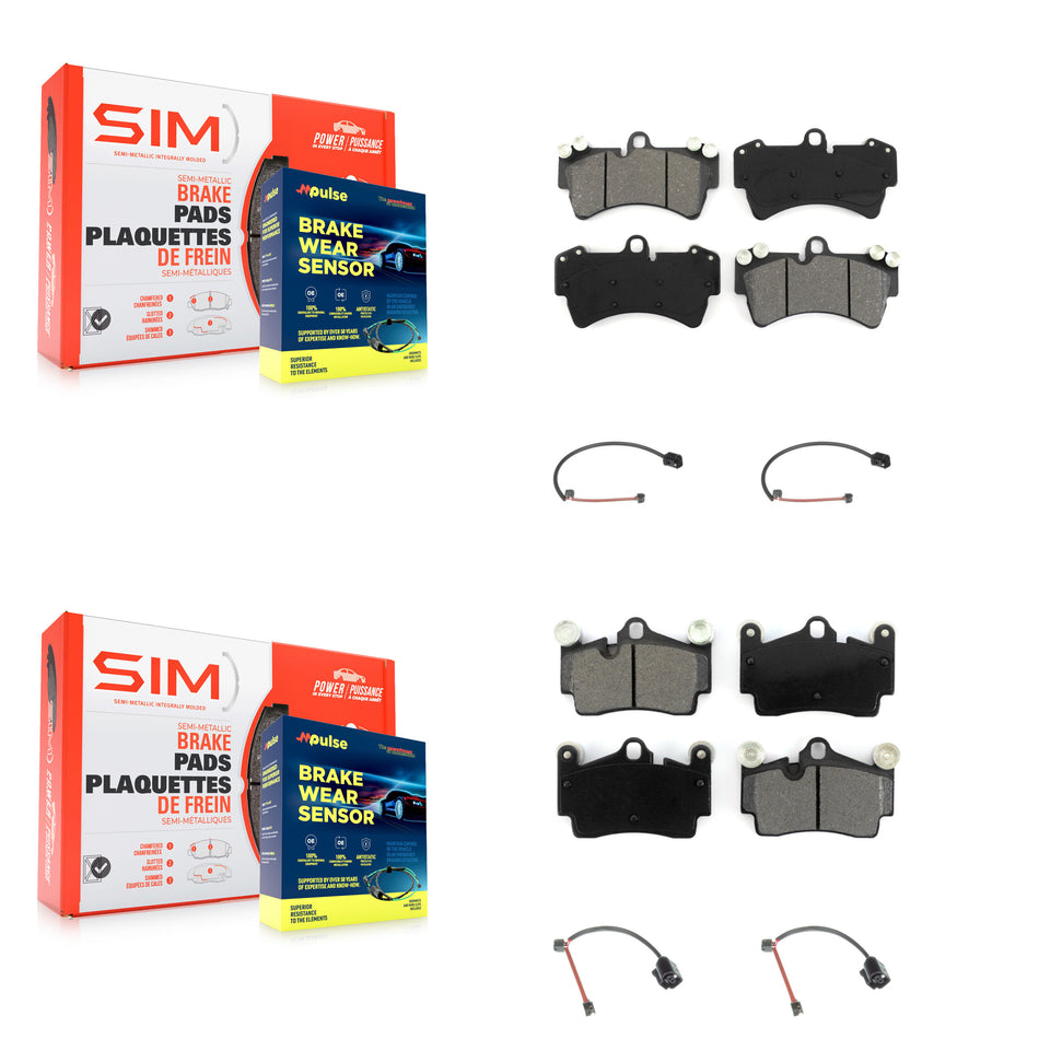 Front Rear Semi-Metallic Disc Brake Pads And Wear Sensors Kit For Audi Q7 Porsche Cayenne KSW-100724