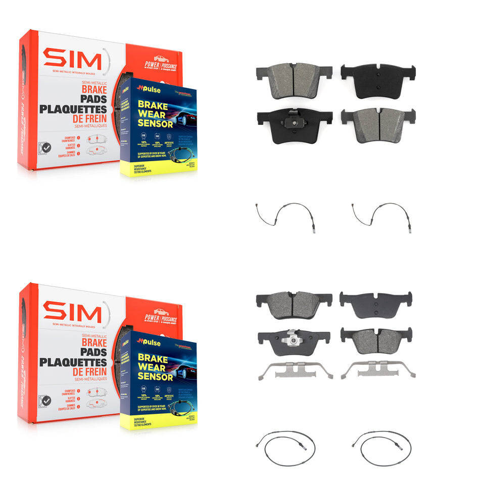 Front Rear Semi-Metallic Disc Brake Pad And Wear Sensor Kit For BMW 320i xDrive 328d 2.0L KSW-100729