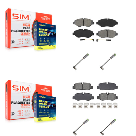 Front Rear Semi-Metallic Brake Pads & Extra Wear Sensor Kit For Mercedes-Benz Metris 2.0L KSW-100731