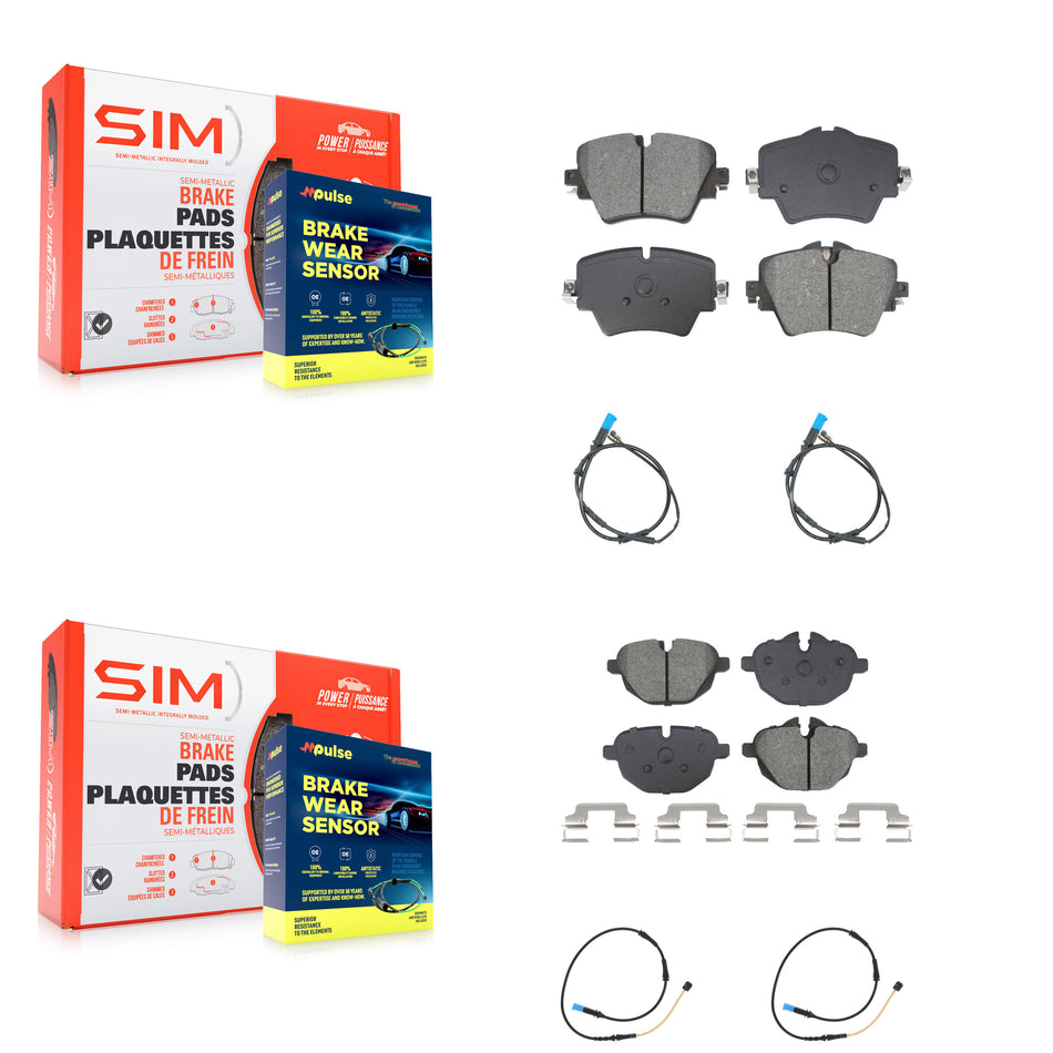 Front Rear Semi-Metallic Disc Brake Pads And Wear Sensors Kit For BMW X4 KSW-100732