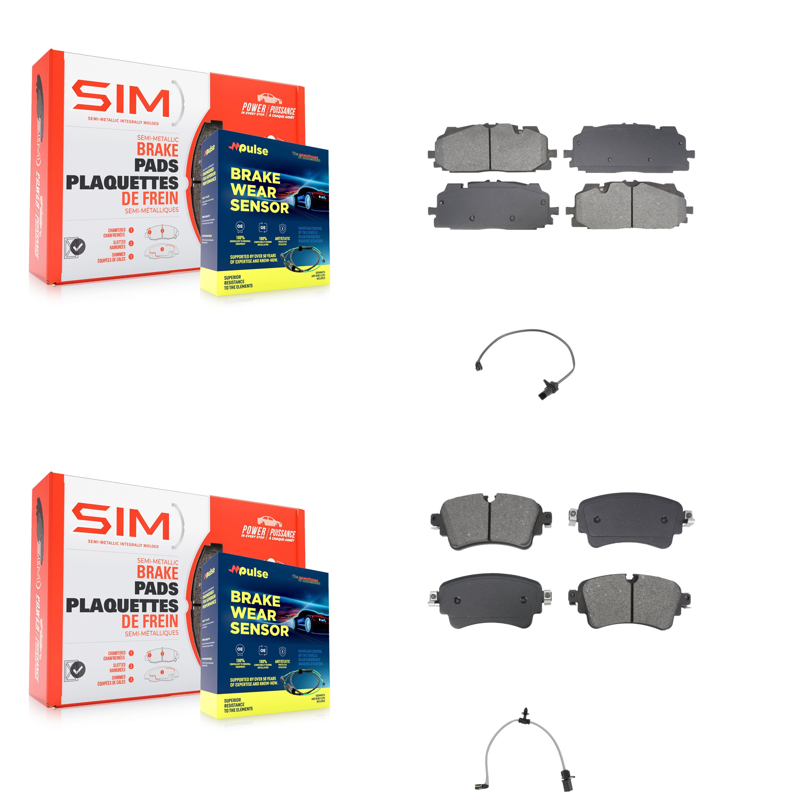 Front Rear Semi-Metallic Disc Brake Pads Wear Sensor Kit For Audi A6 Quattro A7 Sportback KSW-100746