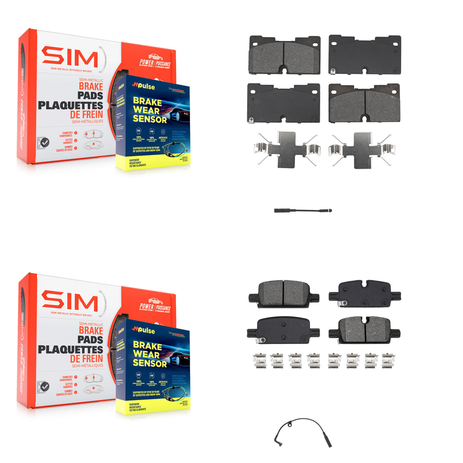 Front Rear Semi-Metallic Brake Pad Wear Sensor Kit For GMC Chevrolet Silverado 1500 Yukon KSW-100747