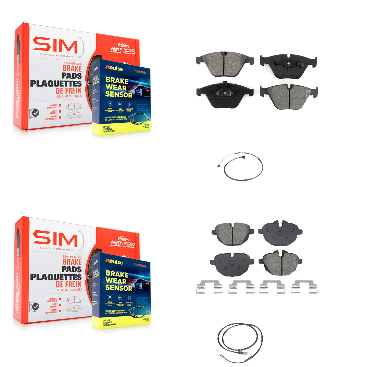 Front Rear Semi-Metallic Disc Brake Pads And Wear Sensors Kit For BMW Z4 KSW-100748