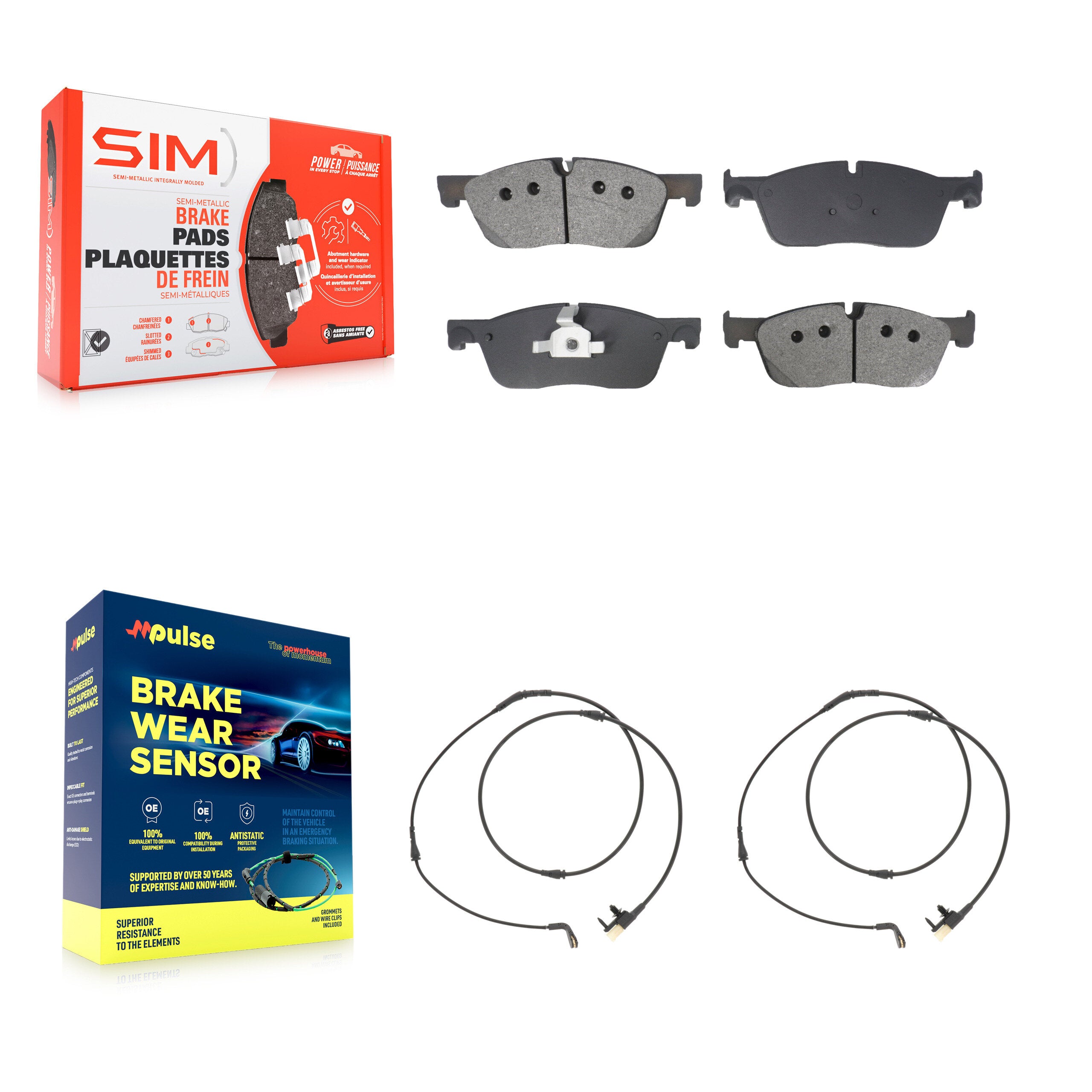 Front Semi-Metallic Brake Pads & Wear Sensor Kit For Jaguar F-Pace Land Rover Range Velar KSW-100754