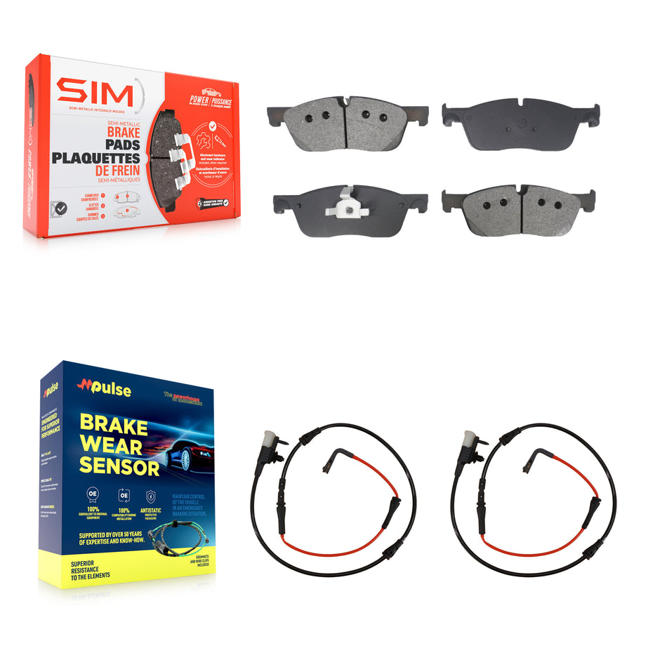 Front Semi-Metallic Disc Brake Pads And Wear Sensors Kit For Jaguar XE KSW-100769