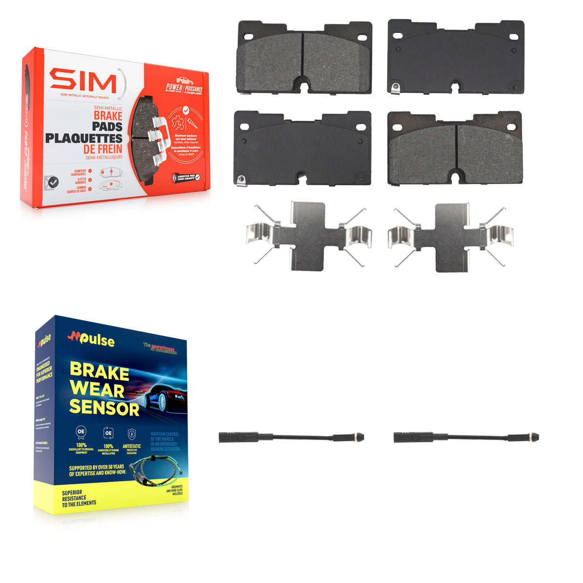 Front Semi-Metallic Brake Pads Wear Sensor Kit For GMC Chevrolet Silverado 1500 Sierra XL KSW-100770