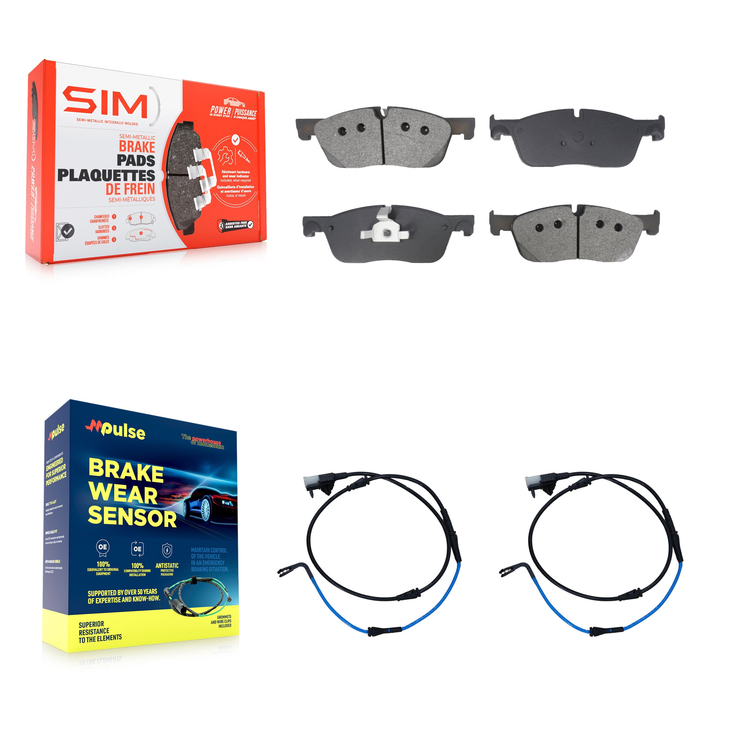 Front Semi-Metallic Disc Brake Pads And Wear Sensors Kit For Jaguar XE XF KSW-100773