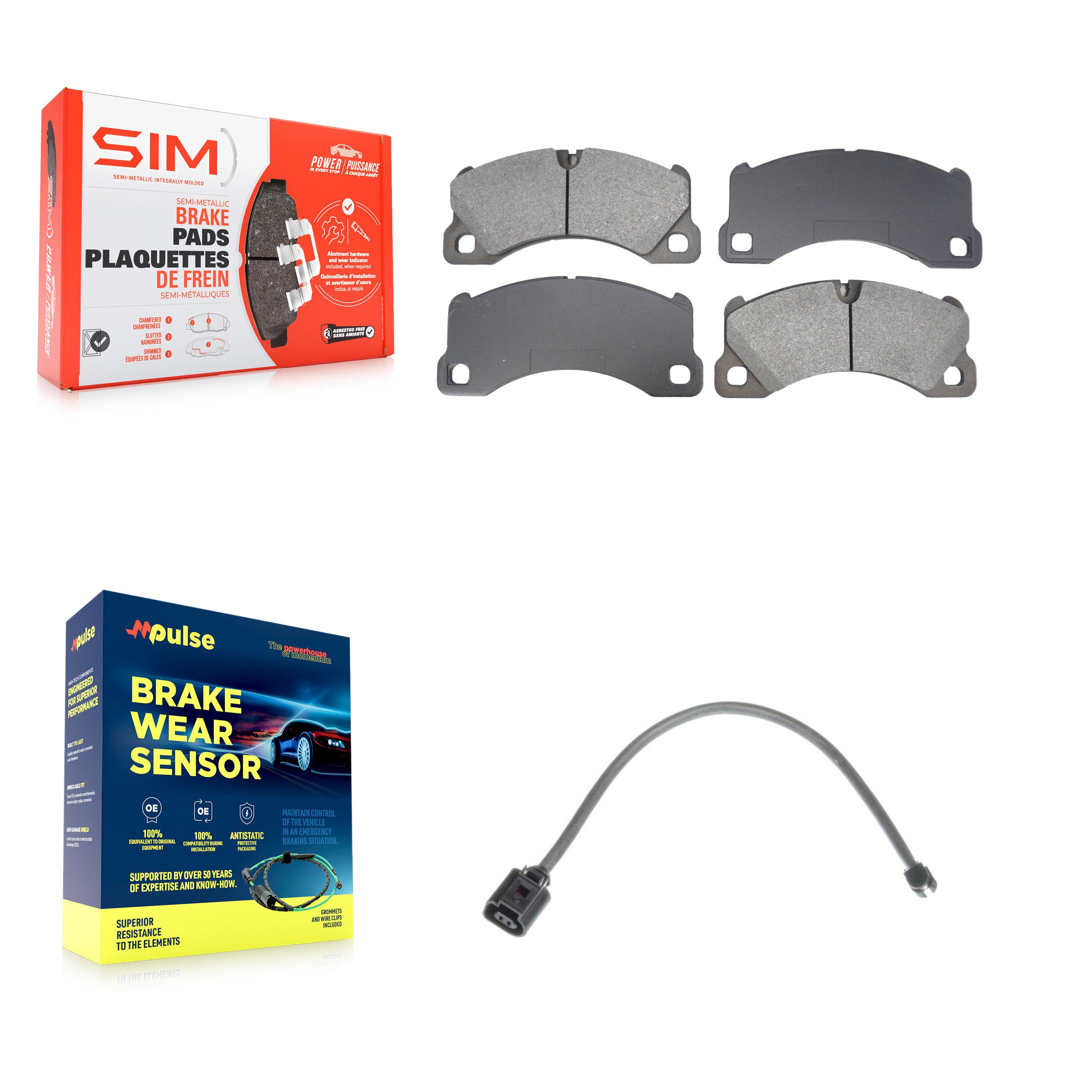 Front Semi-Metallic Disc Brake Pads And Wear Sensors Kit For Volkswagen Touareg KSW-100781
