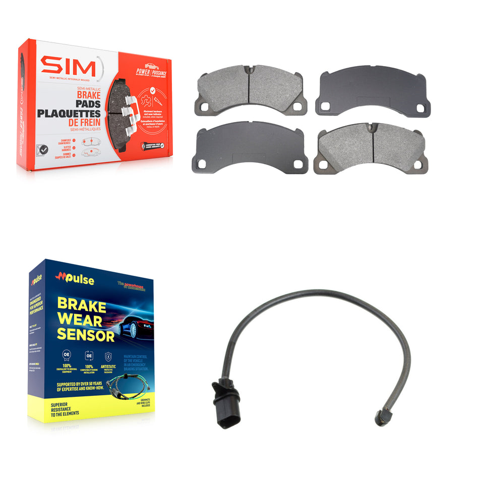 Front Semi-Metallic Disc Brake Pads And Wear Sensors Kit For Porsche Macan KSW-100785