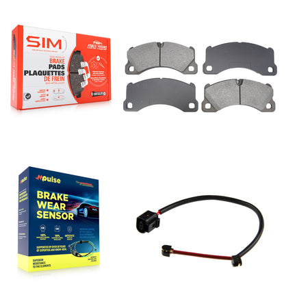 Front Semi-Metallic Disc Brake Pads And Wear Sensors Kit For Porsche Cayenne KSW-100787