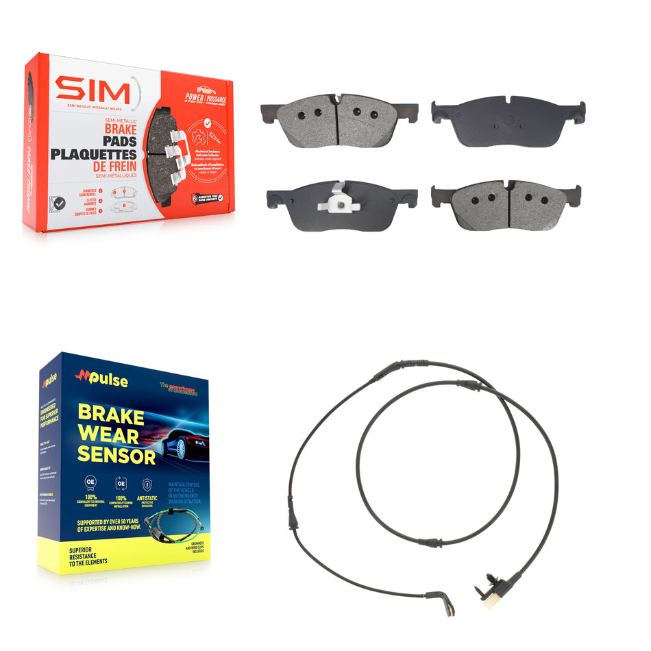 Front Semi-Metallic Brake Pads & Wear Sensor Kit For Jaguar F-Pace Land Rover Range Velar KSW-100792