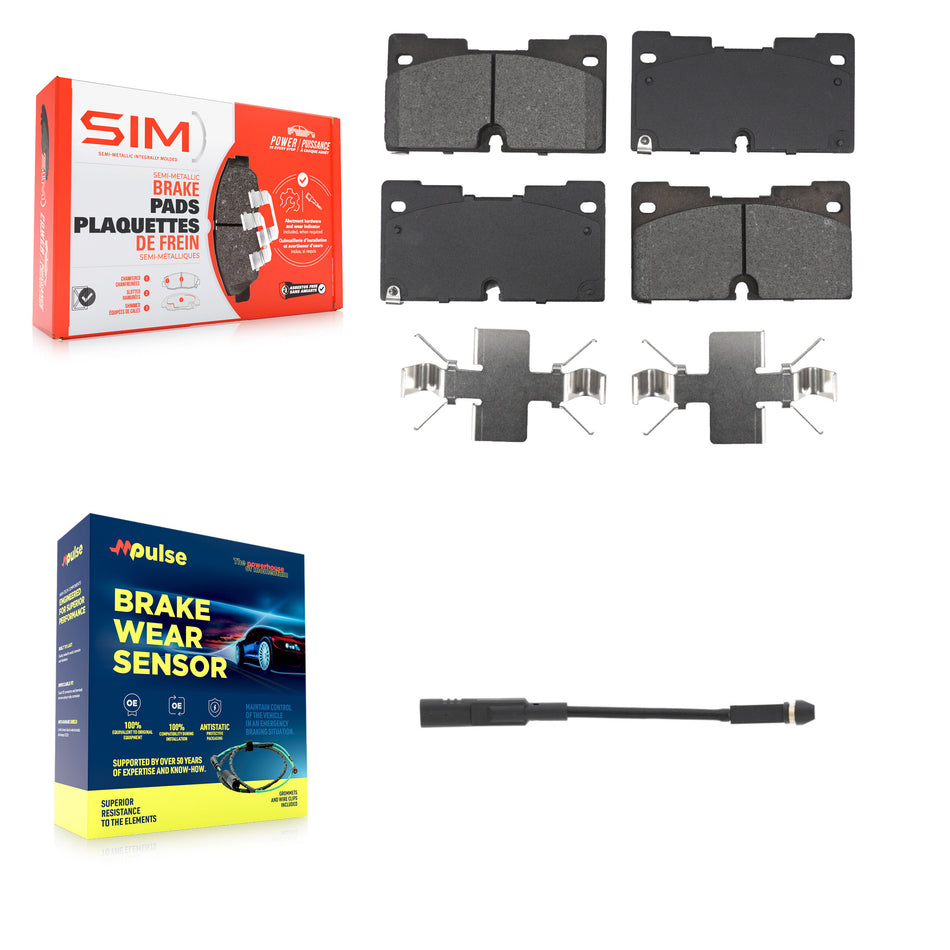 Front Semi-Metallic Brake Pads Wear Sensor Kit For GMC Chevrolet Silverado 1500 Sierra XL KSW-100798