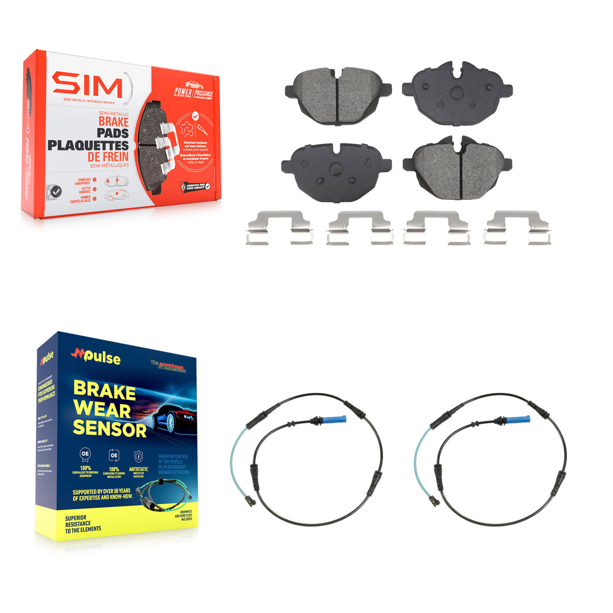 Rear Semi-Metallic Disc Brake Pads And Wear Sensors Kit For BMW 530i xDrive 530e 540d KSW-100813