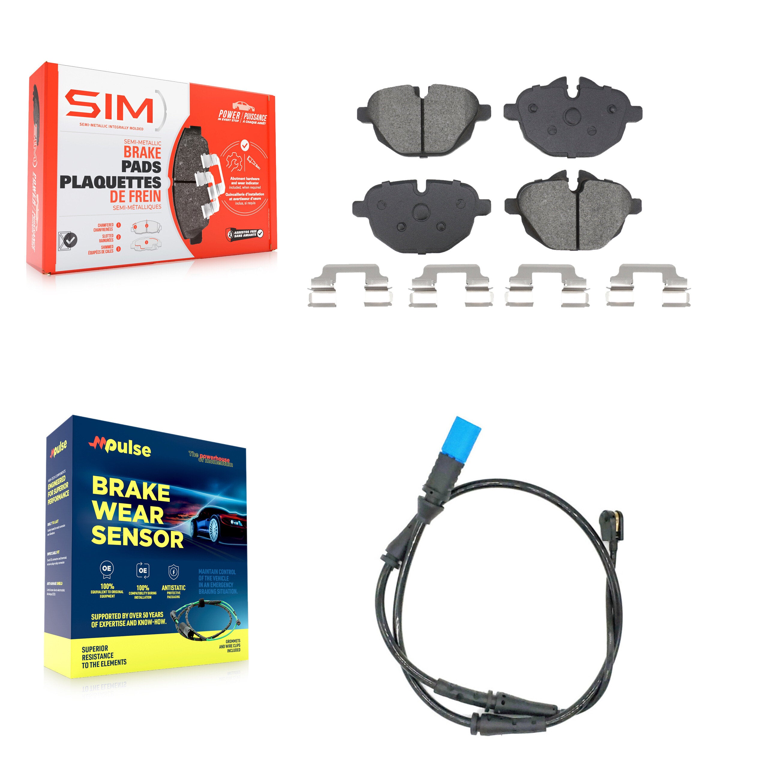 Rear Semi-Metallic Disc Brake Pads And Wear Sensors Kit For BMW X3 KSW-100825