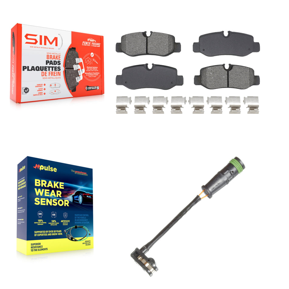 Rear Semi-Metallic Disc Brake Pads And Wear Sensors Kit For Mercedes-Benz Metris 2.0L KSW-100829