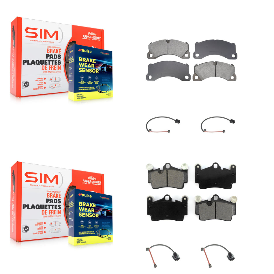Front Rear Semi-Metallic Disc Brake Pads And Wear Sensors Kit For Porsche Cayenne KSW-100842