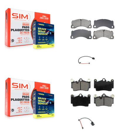 Front Rear Semi-Metallic Disc Brake Pads And Wear Sensors Kit For Porsche Cayenne KSW-100844