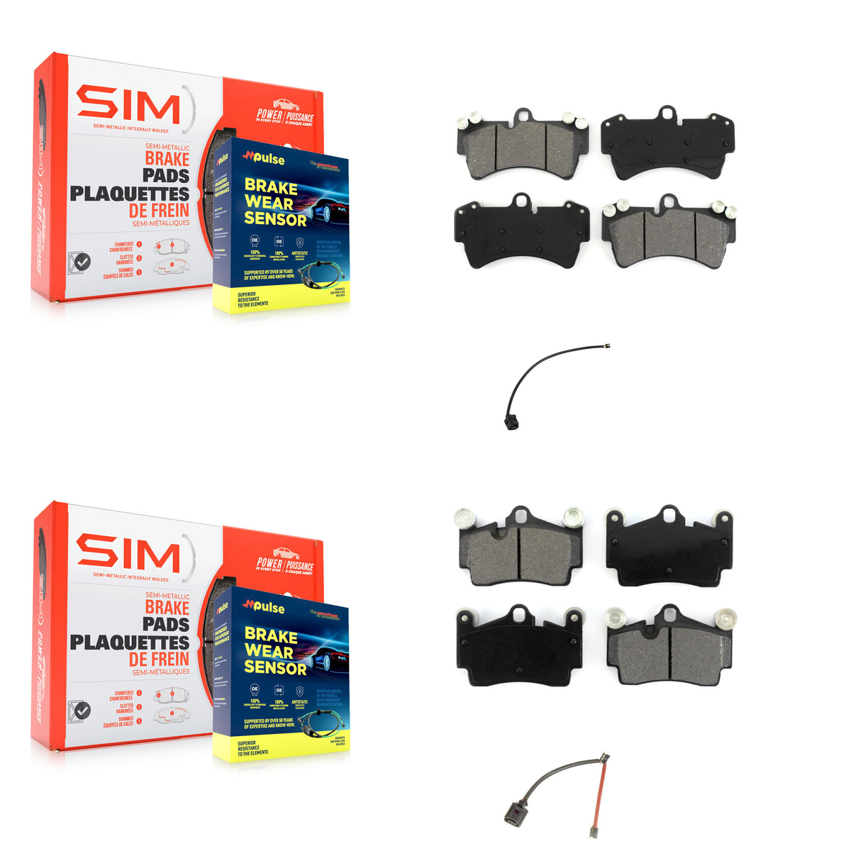 Front Rear Semi-Metallic Disc Brake Pads And Wear Sensors Kit For Audi Q7 KSW-100847