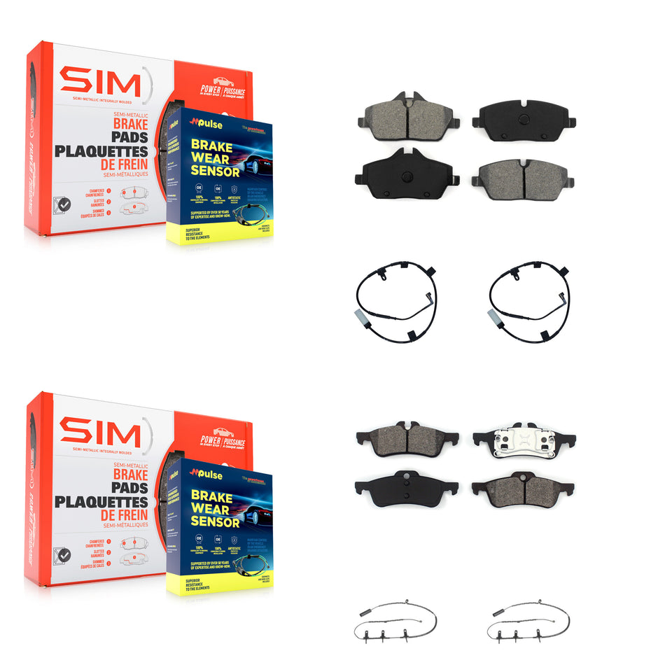 Front Rear Semi-Metallic Disc Brake Pads And Wear Sensors Kit For Mini Cooper KSW-100872