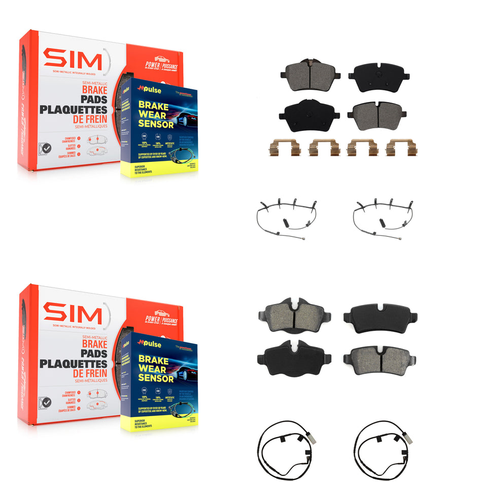 Front Rear Semi-Metallic Disc Brake Pads And Wear Sensors Kit For Mini Cooper KSW-100874