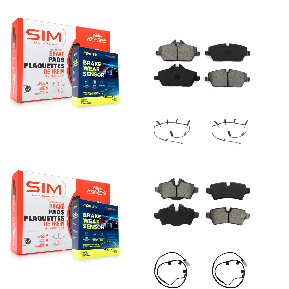 Front Rear Semi-Metallic Disc Brake Pads And Wear Sensors Kit For Mini Cooper KSW-100875