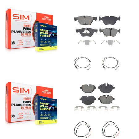 Front Rear Semi-Metallic Disc Brake Pads And Wear Sensors Kit For BMW 528i KSW-100879