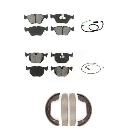 Front Rear Semi-Metallic Disc Brake Pads And Wear Sensors Kit (5Pc) For BMW X3 3.0L KSW-100897