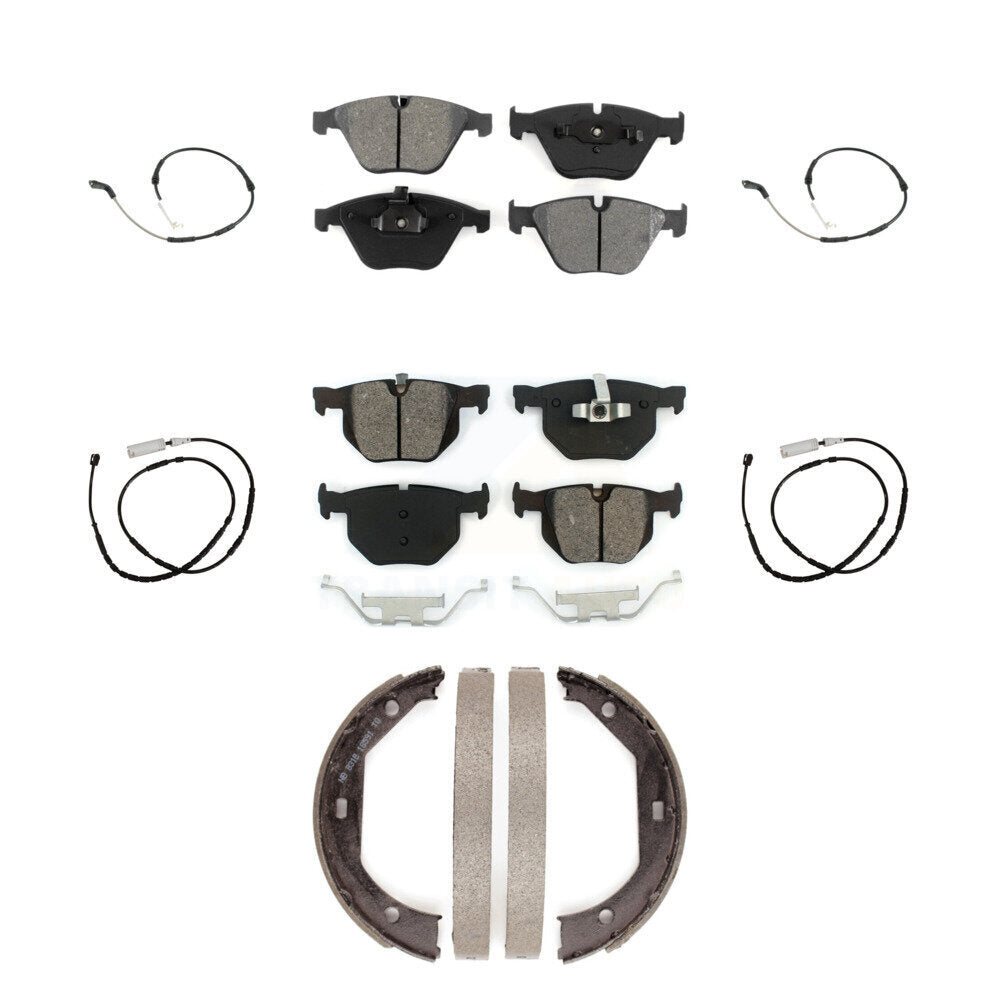 Front Rear Semi-Metallic Brake Pad & Wear Sensor Kit (7Pc) For BMW X1 xDrive35i with 3.0L KSW-100902