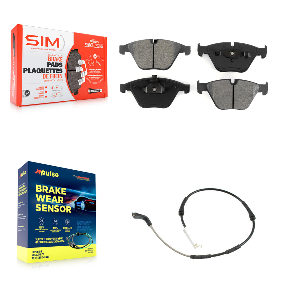Front Semi-Metallic Disc Brake Pads & Wear Sensor Kit For 2013 BMW X1 xDrive35i with 3.0L KSW-100913