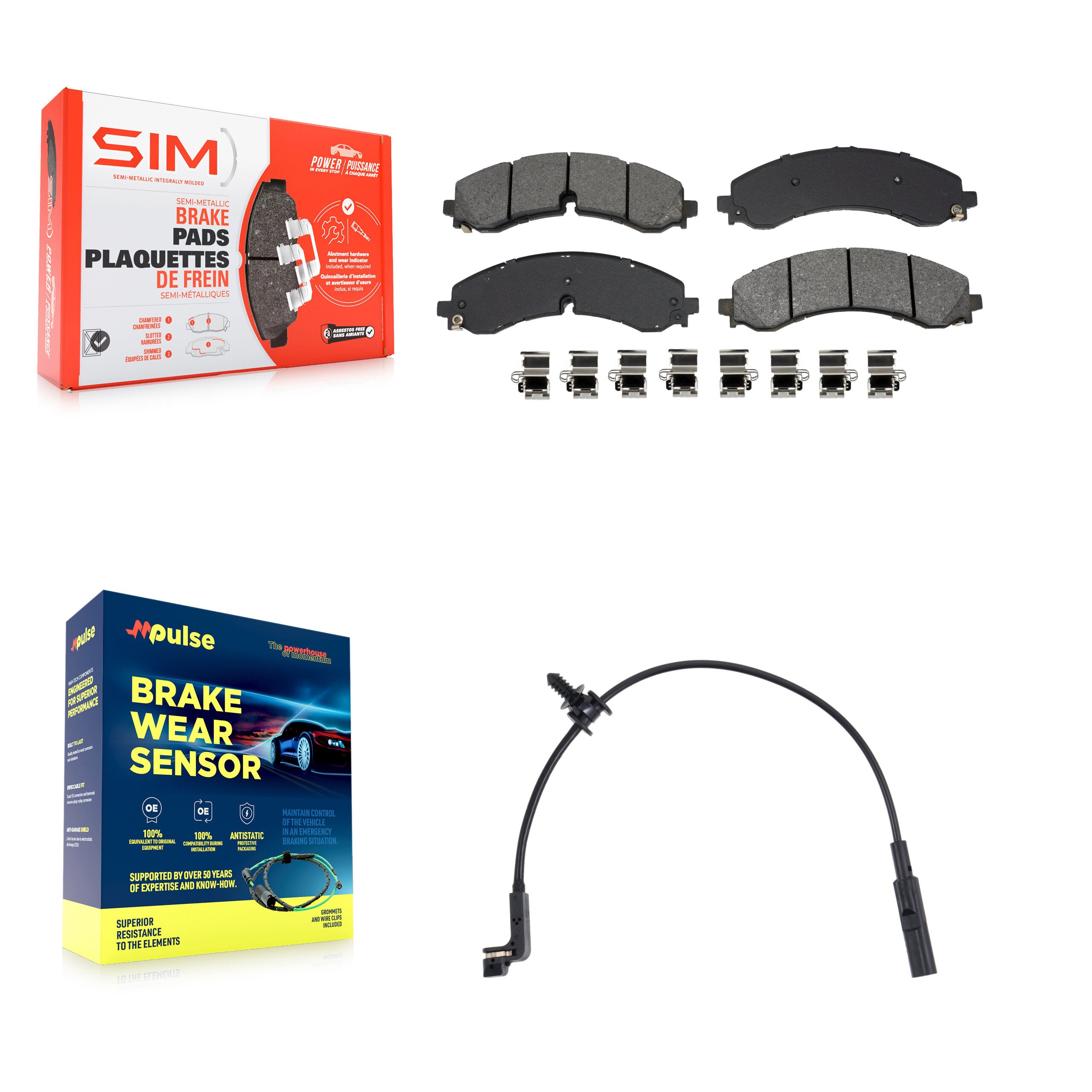 Rear Semi-Metallic Brake Pad & Wear Sensor Kit For GMC Chevrolet Sierra 2500 HD Silverado KSW-100920