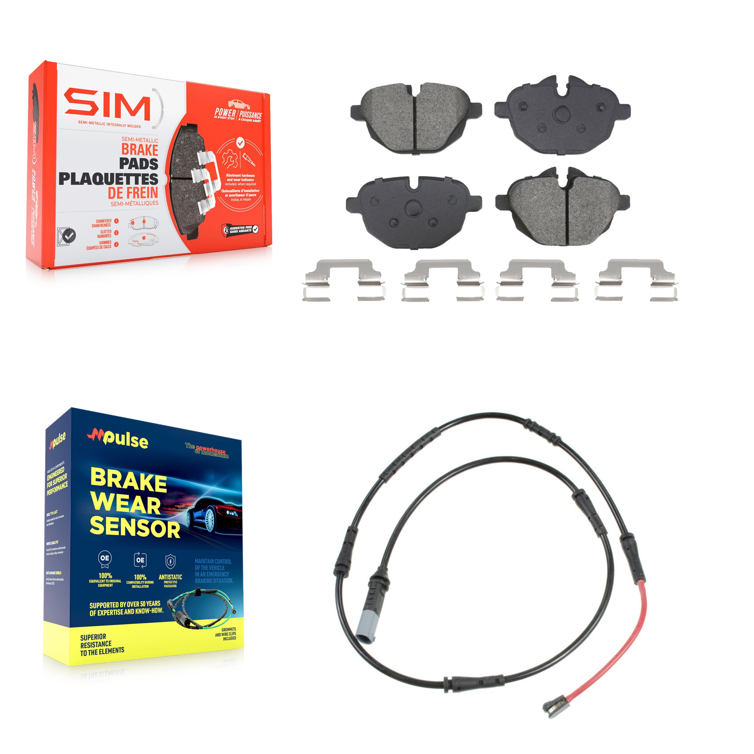 Rear Semi-Metallic Disc Brake Pads And Wear Sensors Kit For BMW 528i xDrive 535d KSW-100921