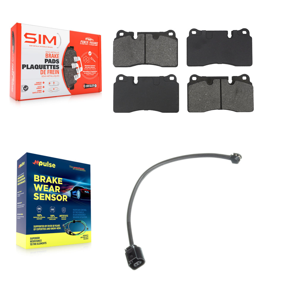Front Semi-Metallic Disc Brake Pads And Wear Sensors Kit For Volkswagen Touareg KSW-100944