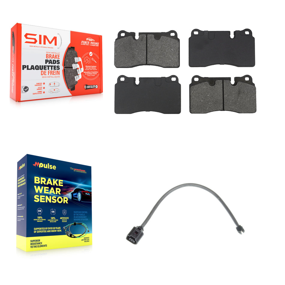 Front Semi-Metallic Disc Brake Pads And Wear Sensors Kit For Volkswagen Touareg KSW-100945
