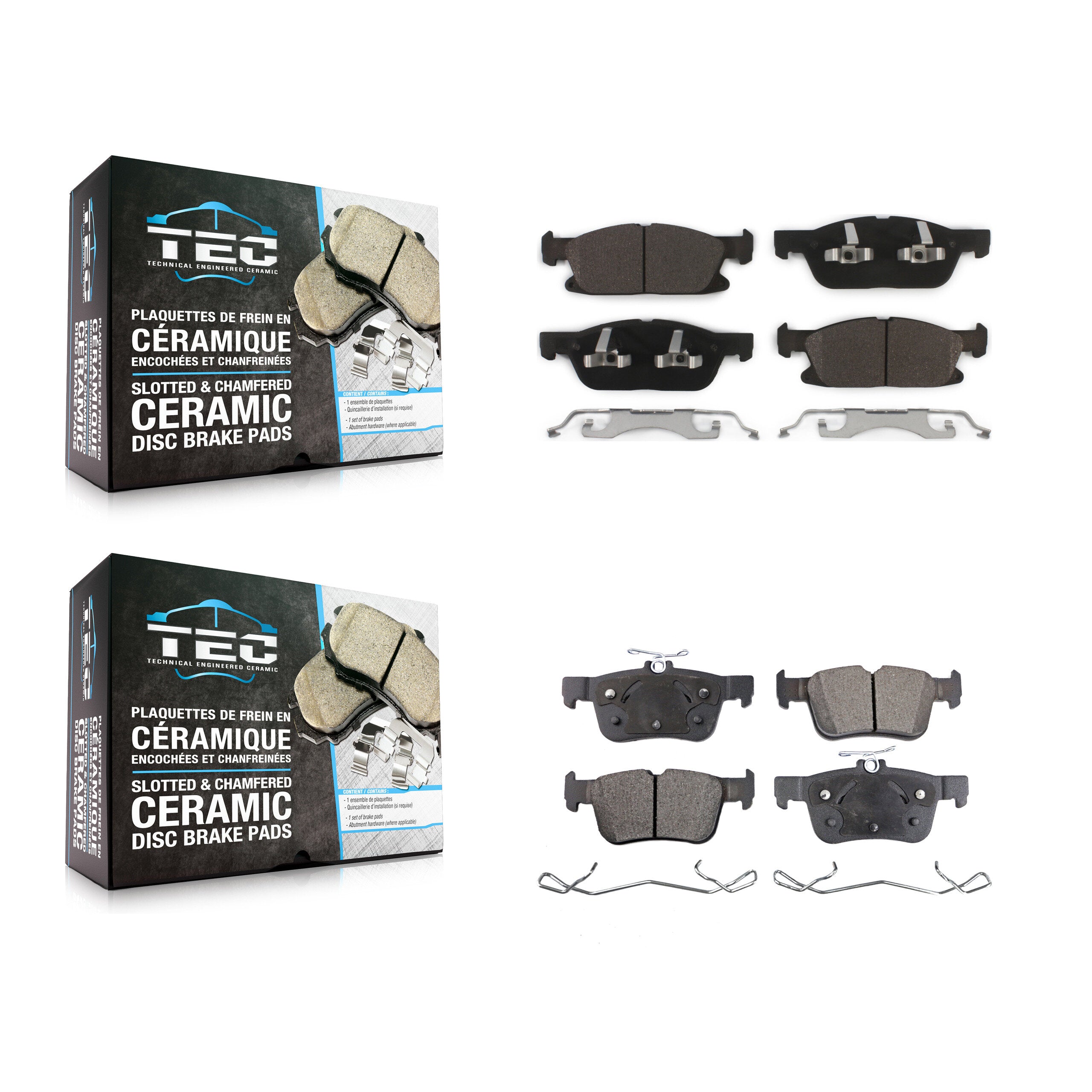 Front Rear Ceramic Brake Pads Kit For Ford Edge Lincoln Nautilus MKX KTC-100305