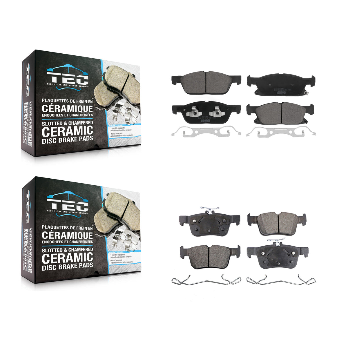 Front Rear Ceramic Brake Pads Kit For Ford Edge Lincoln Nautilus KTC-100670