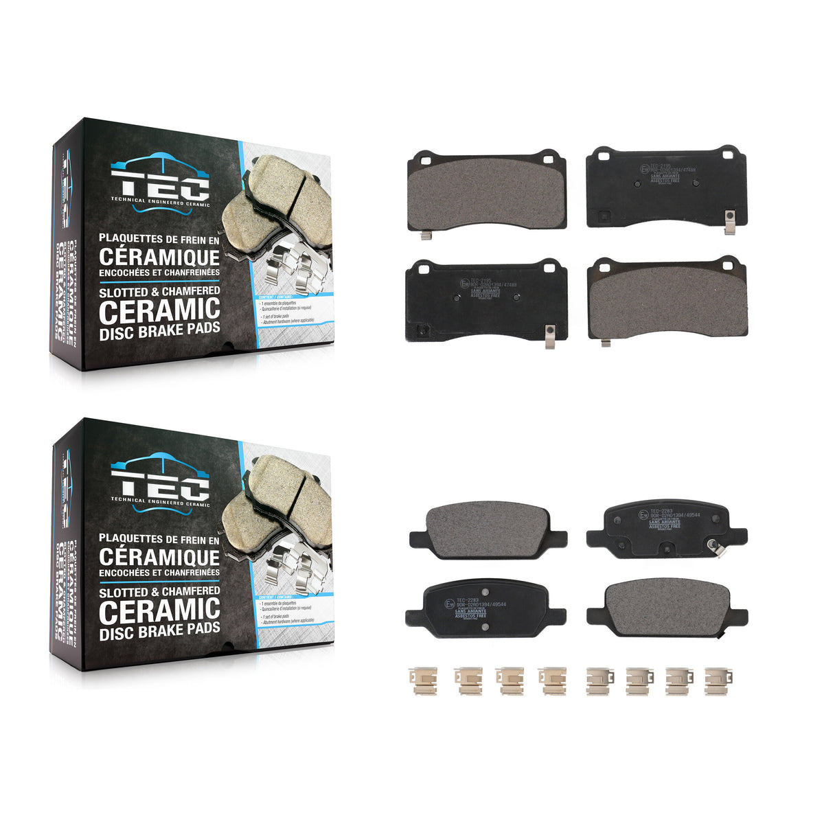 Front Rear Ceramic Brake Pads Kit For 2017-2023 Tesla 3 With Gray Painted Calipers KTC-100700