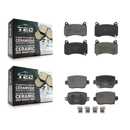 Front Rear Ceramic Brake Pads Kit For 2017-2024 Tesla 3 With Red Painted Calipers KTC-100791