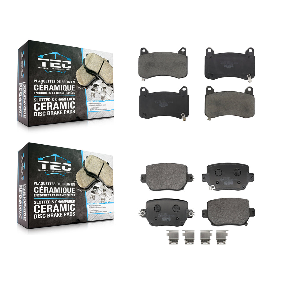 Front Rear Ceramic Brake Pads Kit For 2017-2024 Tesla 3 With Red Painted Calipers KTC-100791