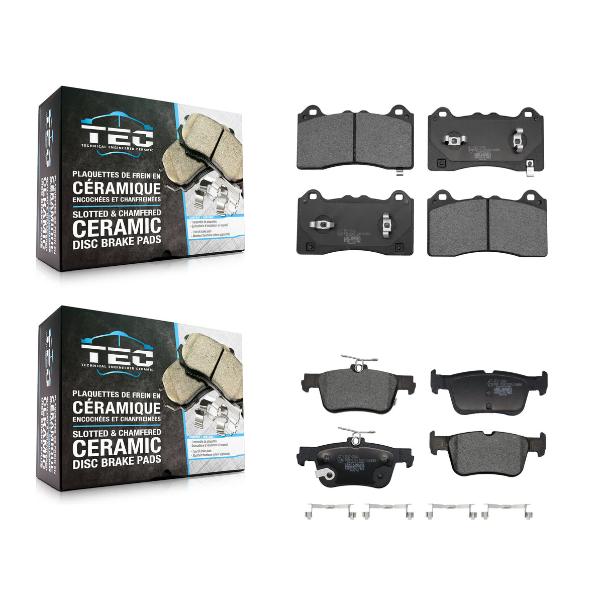 Front Rear Ceramic Brake Pads Kit For 2021-2023 Ford Mustang Mach-E KTC-100809