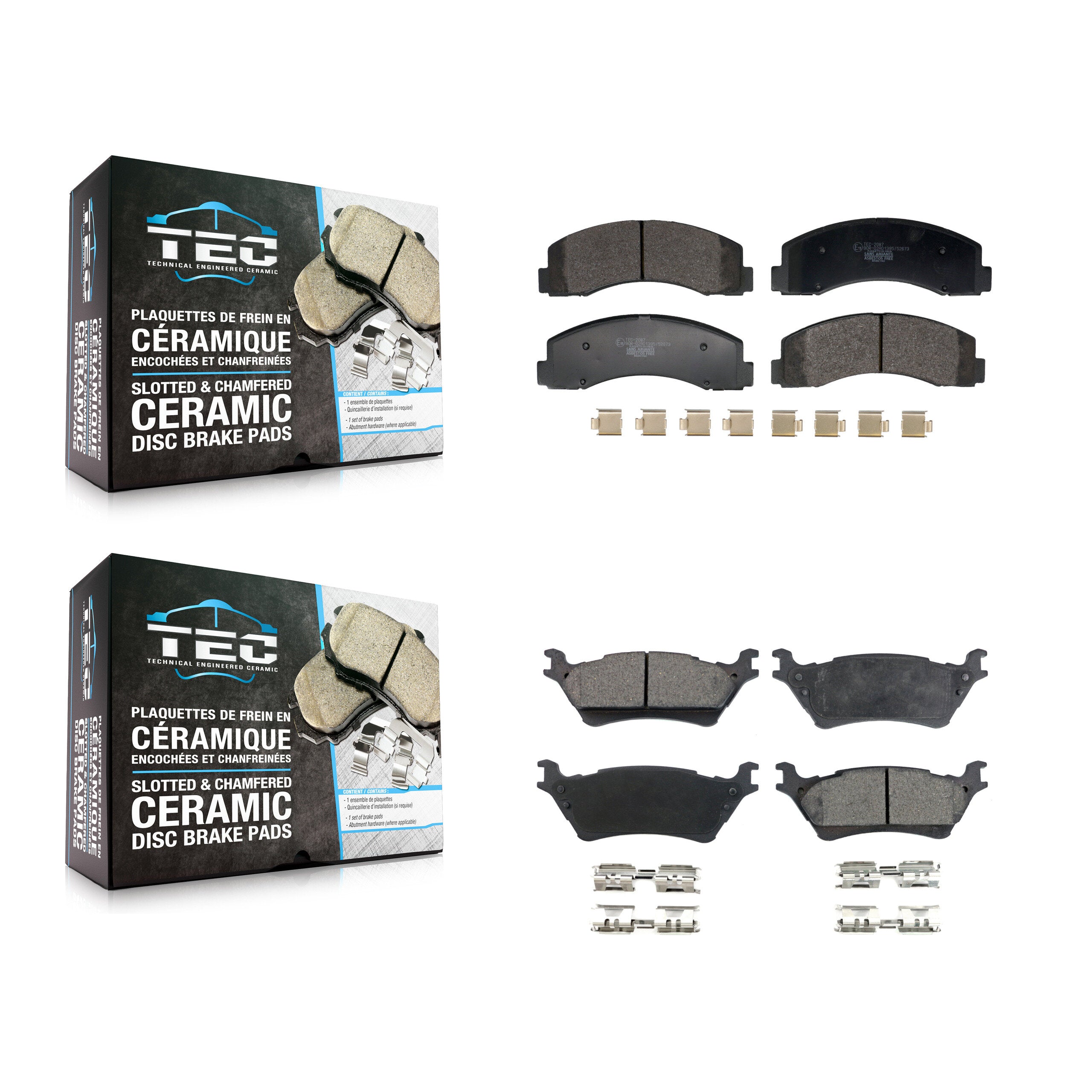 Front Rear Ceramic Brake Pads Kit For 2018-2020 Ford F-150 With Manual Parking KTC-100822