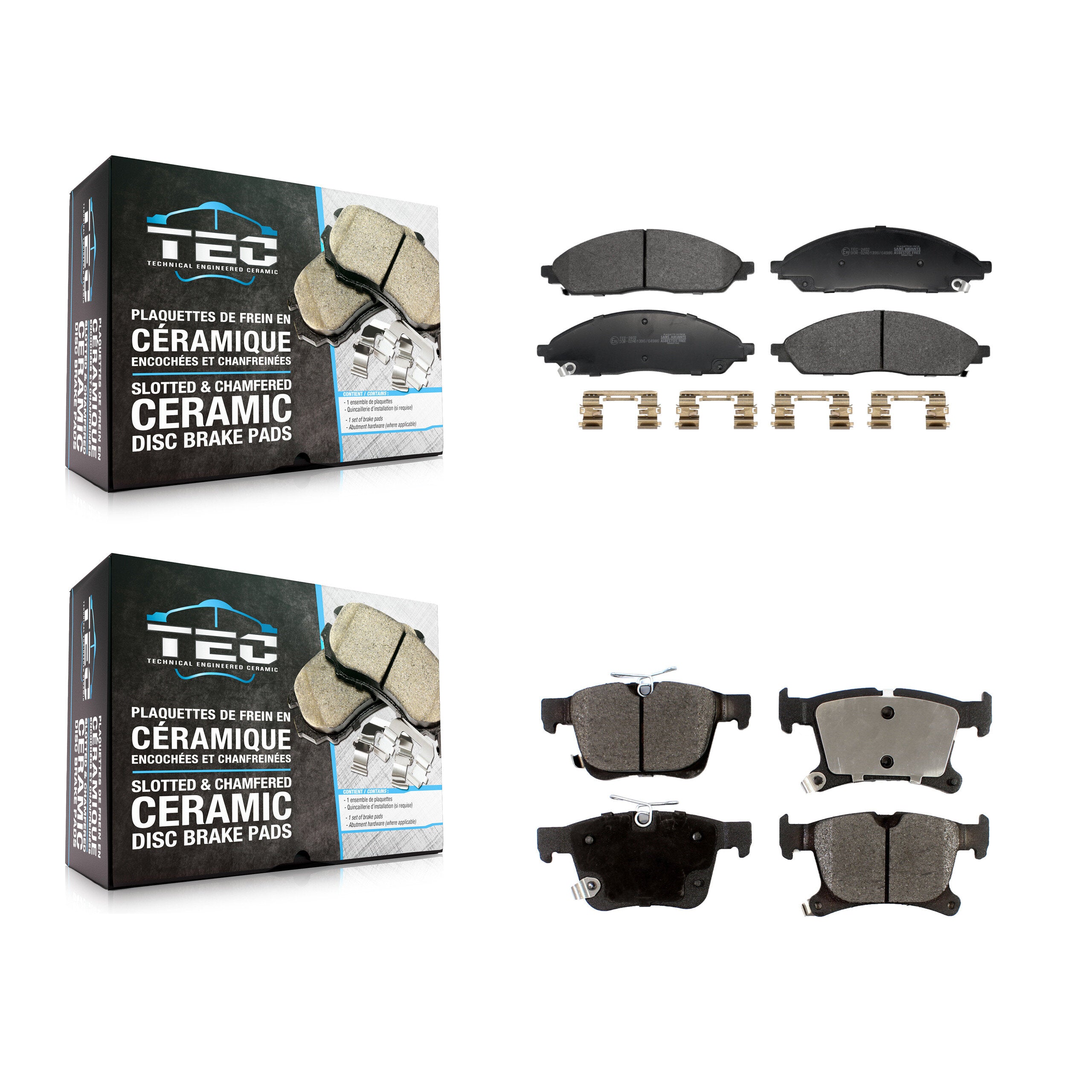 Front Rear Ceramic Brake Pads Kit For 2020-2023 Chrysler Pacifica AWD KTC-100877