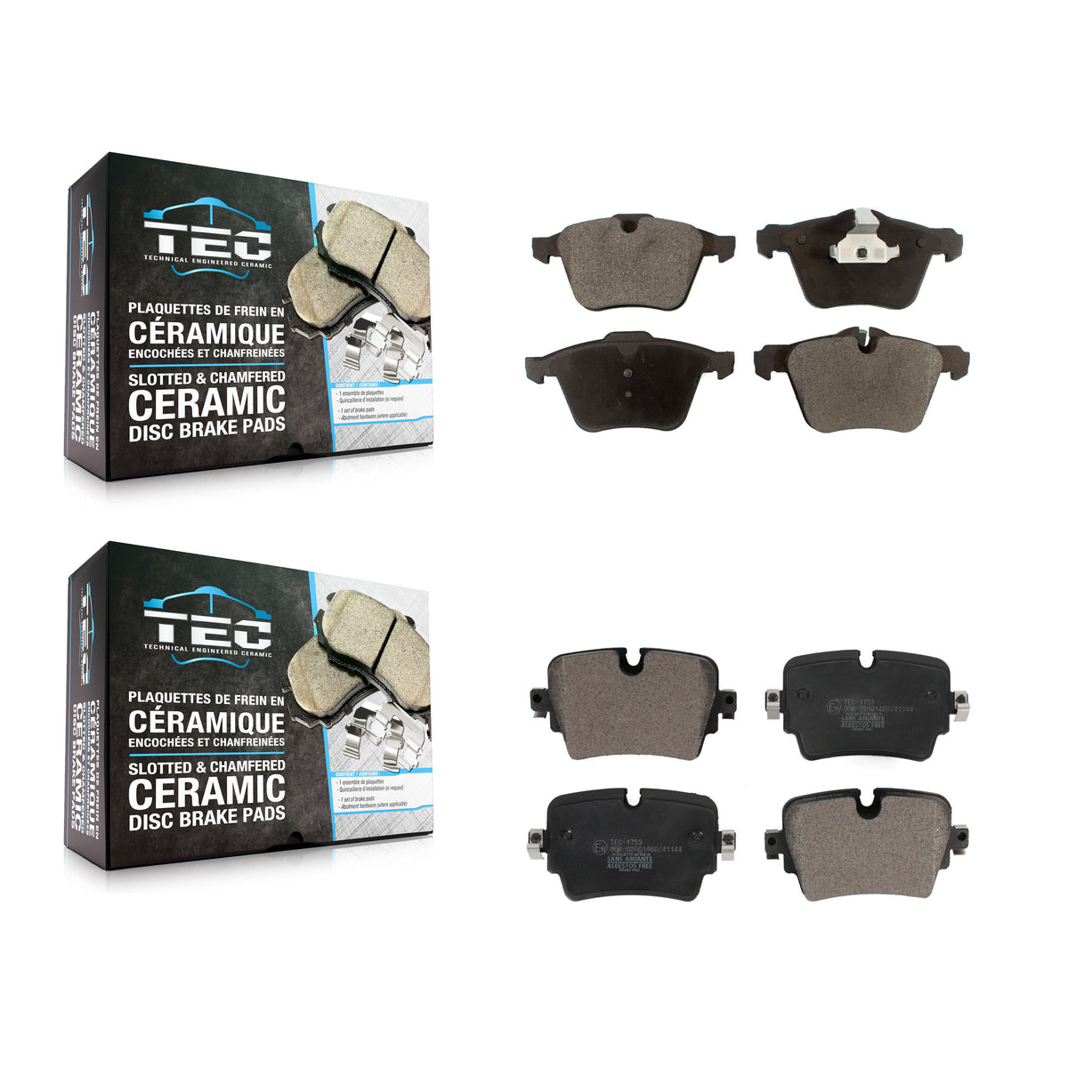 Front Rear Ceramic Brake Pads Kit For 2021 Jaguar F-Type 2.0L KTC-100889