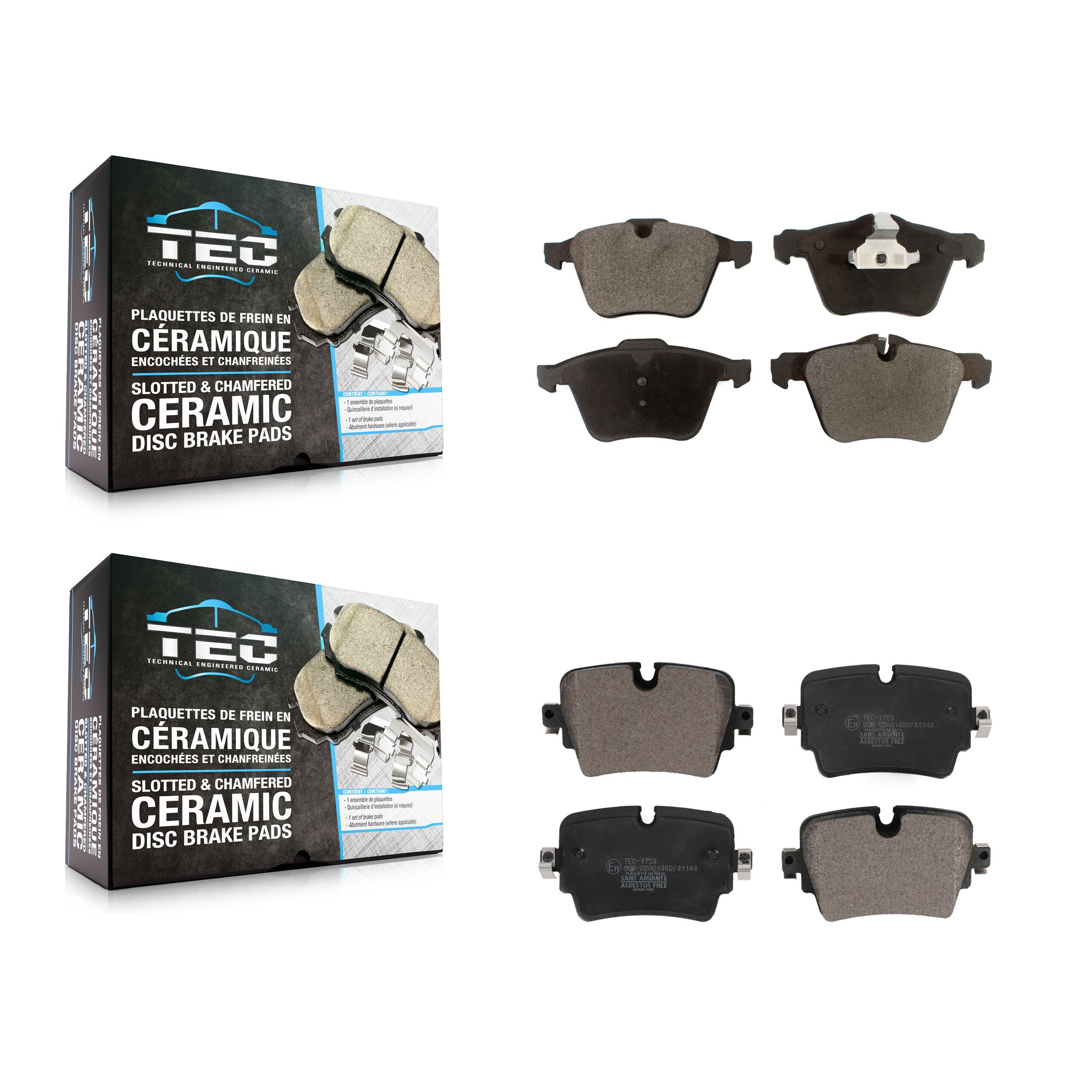 Front Rear Ceramic Brake Pads Kit For 2021 Jaguar F-Type 2.0L KTC-100889